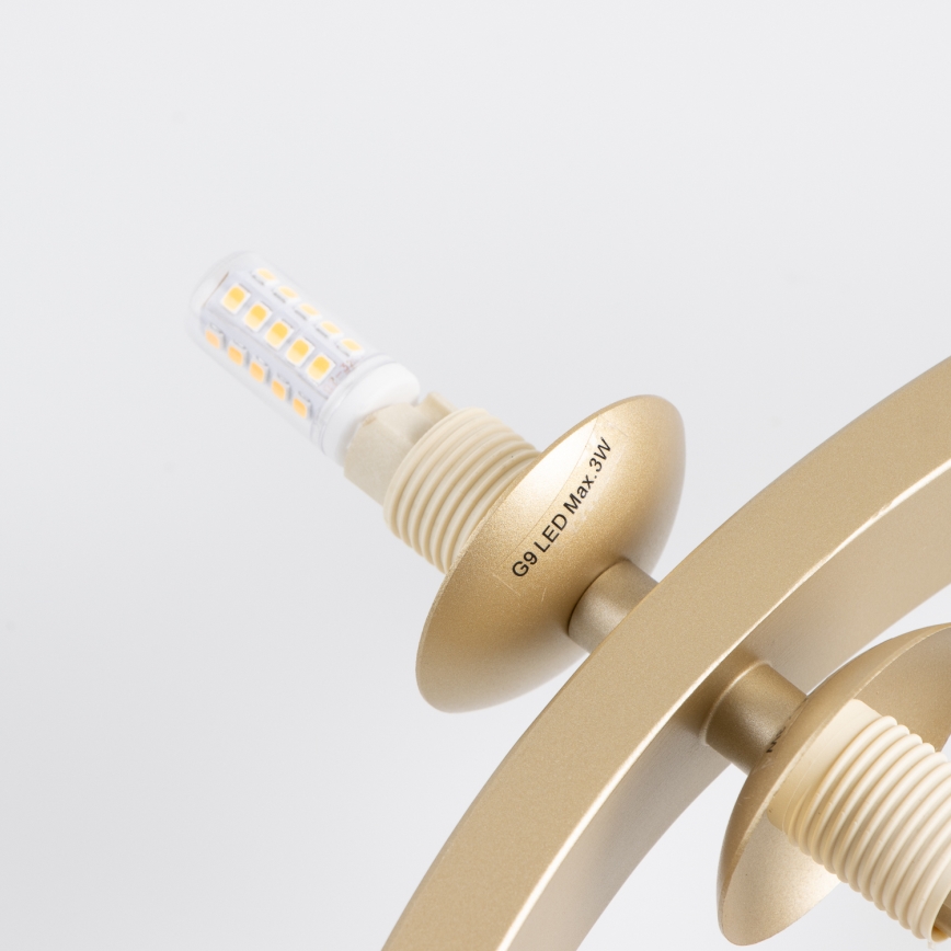 Brilagi - LED-kattokruunu johdossa MILLA 15xG9/3W/230V kulta/savuinen