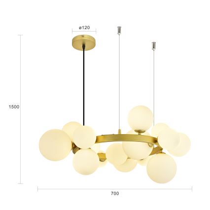 Brilagi - LED-kattokruunu johdossa MILLA 15xG9/3W/230V kulta/valkoinen