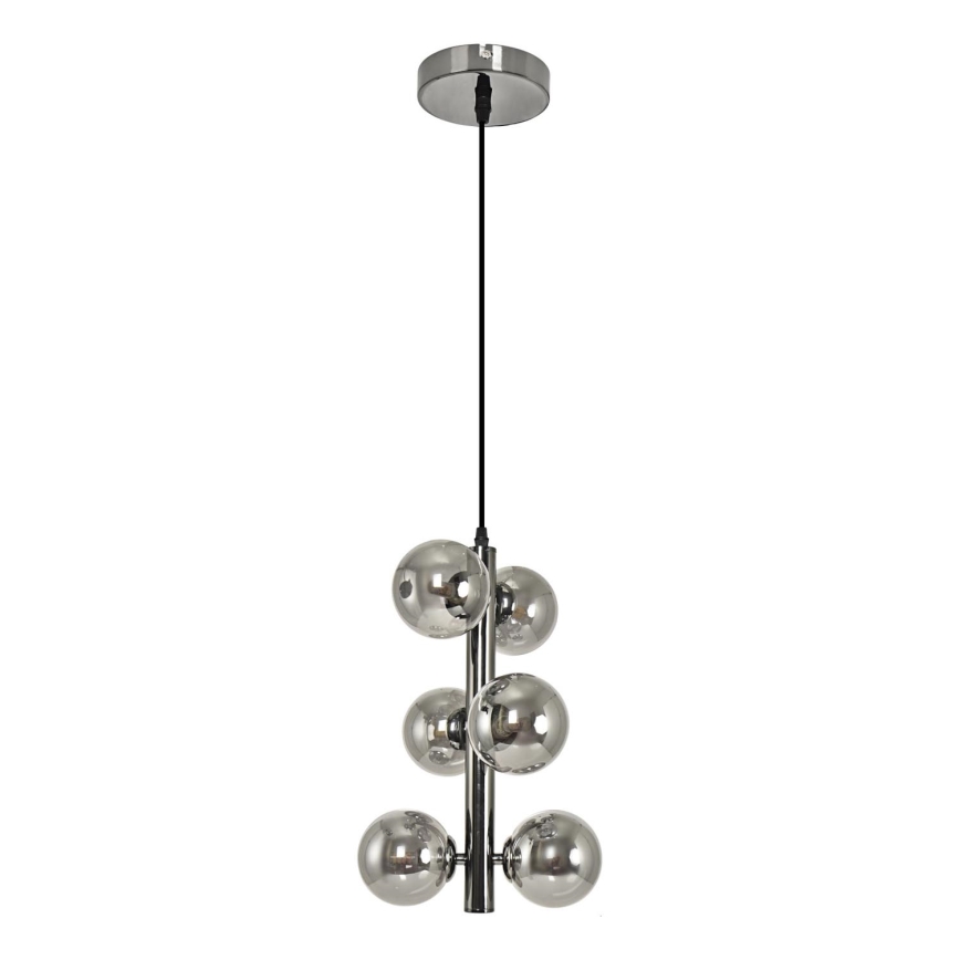Brilagi - LED-kattokruunu johdossa MILLA 6xG9/3W/230V kiiltävä kromi/savuinen