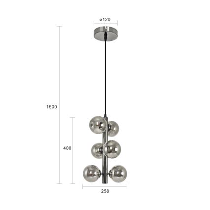 Brilagi - LED-kattokruunu johdossa MILLA 6xG9/3W/230V kiiltävä kromi/savuinen