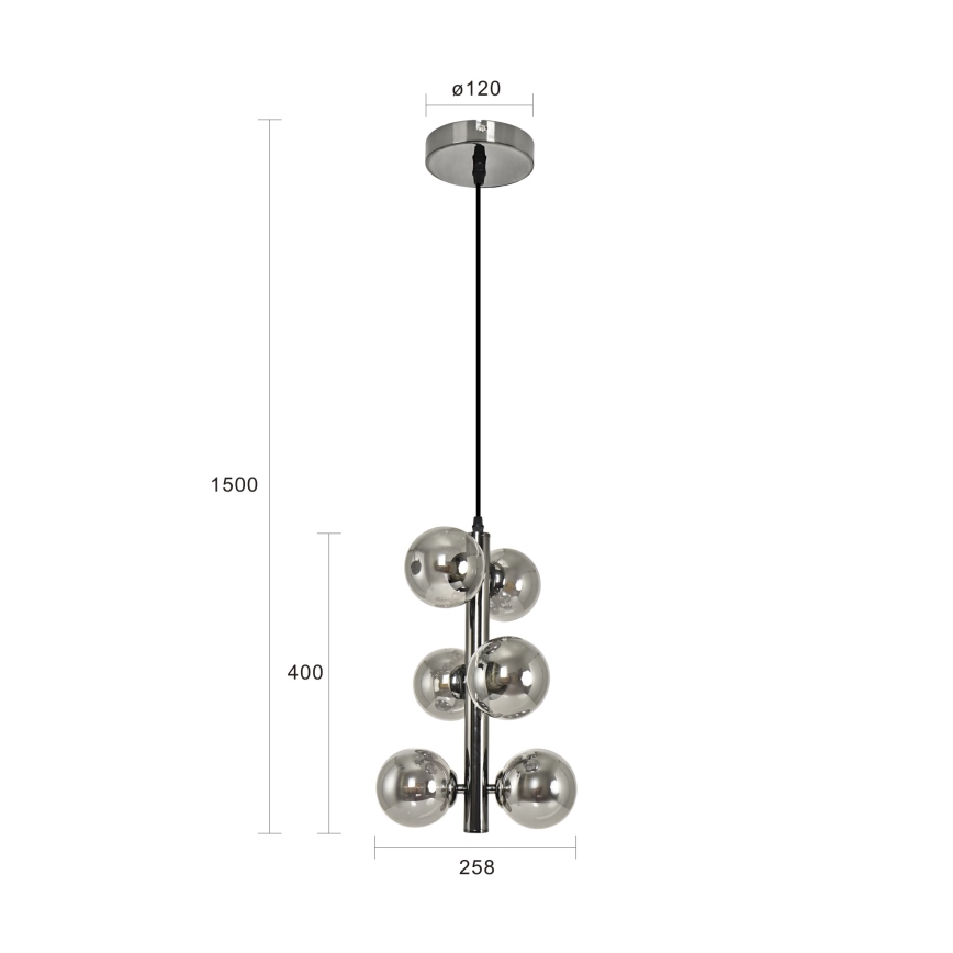 Brilagi - LED-kattokruunu johdossa MILLA 6xG9/3W/230V kiiltävä kromi/savuinen