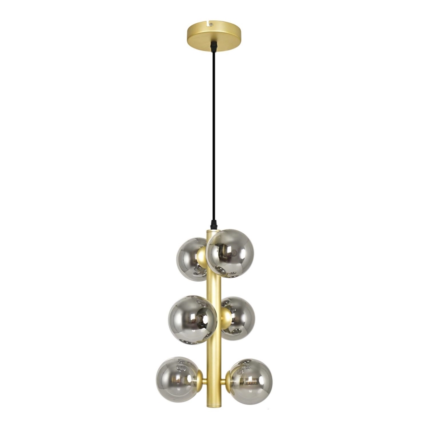 Brilagi - LED-kattokruunu johdossa MILLA 6xG9/3W/230V kulta/savuinen