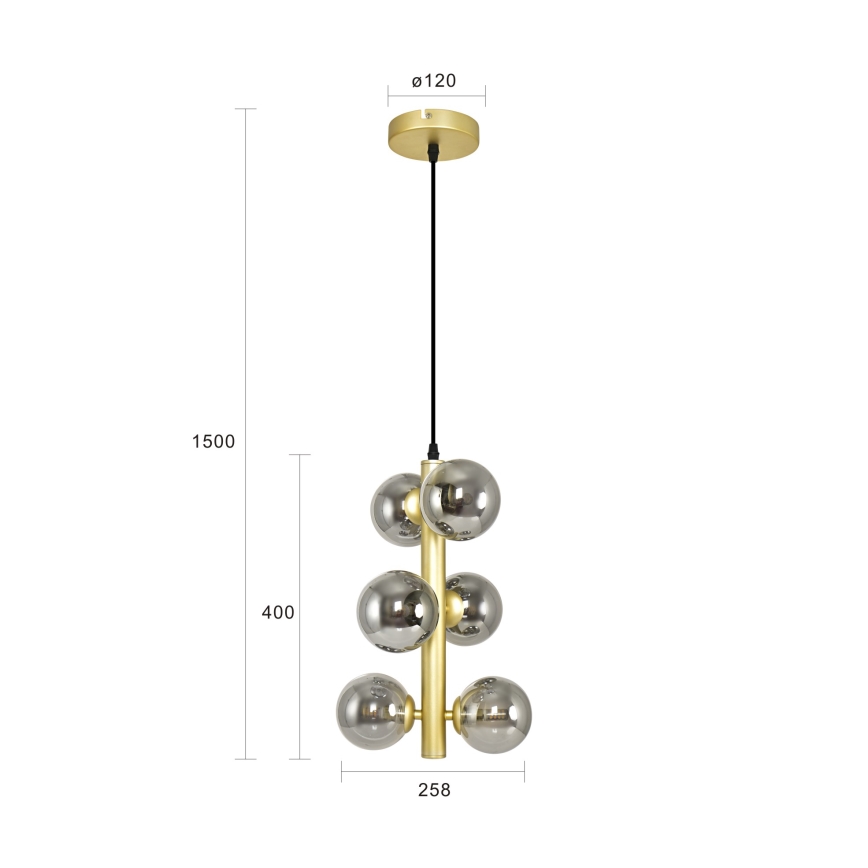 Brilagi - LED-kattokruunu johdossa MILLA 6xG9/3W/230V kulta/savuinen