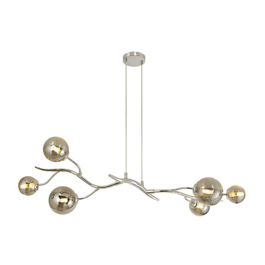 Brilagi - LED-kattokruunu johdossa MISTEL 6xG9/3W/230V kiiltävä kromi/savuinen