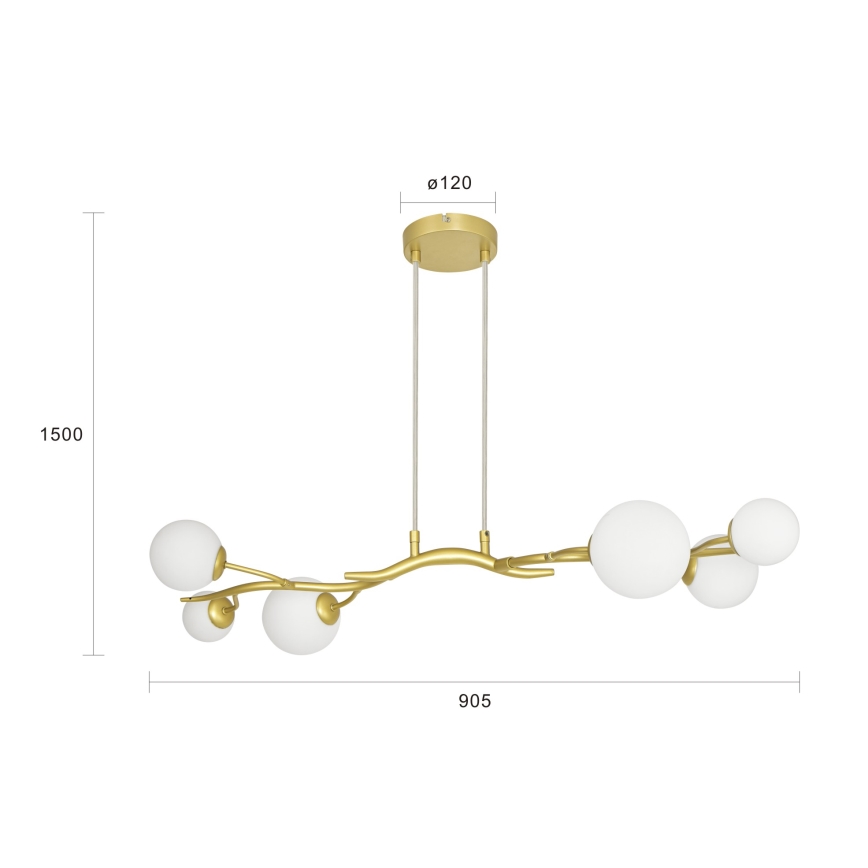 Brilagi - LED-kattokruunu johdossa MISTEL 6xG9/3W/230V kulta/valkoinen