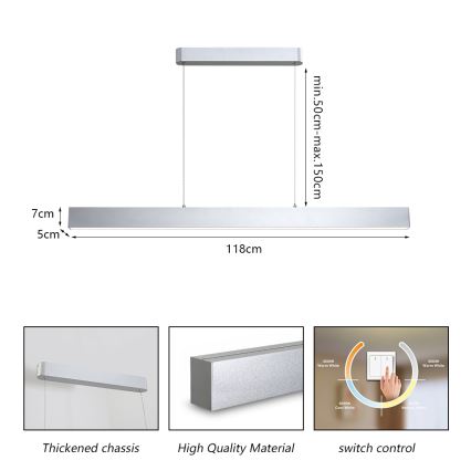Brilagi - LED-kattokruunu johdossa SLEEKLINE LED/40W/230V 3000/4500/6000K hopea