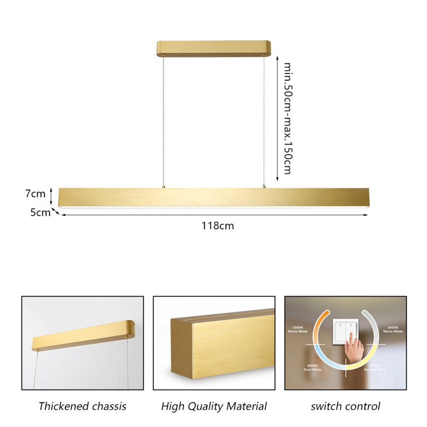 Brilagi - LED-kattokruunu johdossa SLEEKLINE LED/40W/230V 3000/4500/6000K kulta