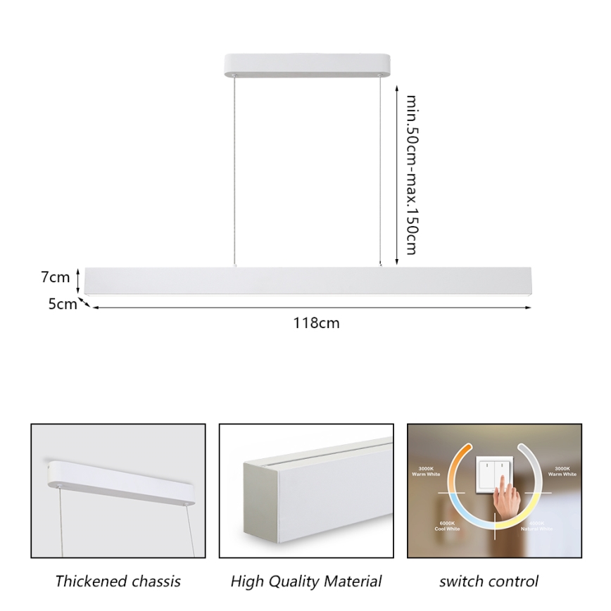 Brilagi - LED-kattokruunu johdossa SLEEKLINE LED/40W/230V 3000/4500/6000K valkoinen