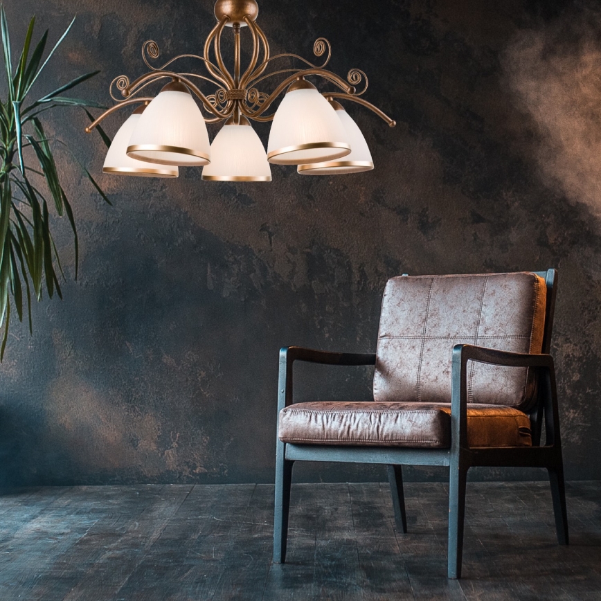 Brilagi - LED Kattokruunu ketjussa ANTICO 5xE27/60W/230V pronssi patina