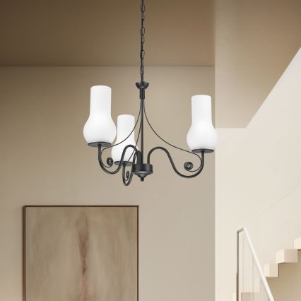 Brilagi - LED Kattokruunu ketjussa COTTAGE 3xE14/40W/230V musta/valkoinen