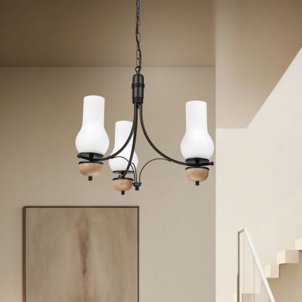 Brilagi - LED Kattokruunu ketjussa COTTAGE 3xE14/40W/230V pyökki/valkoinen