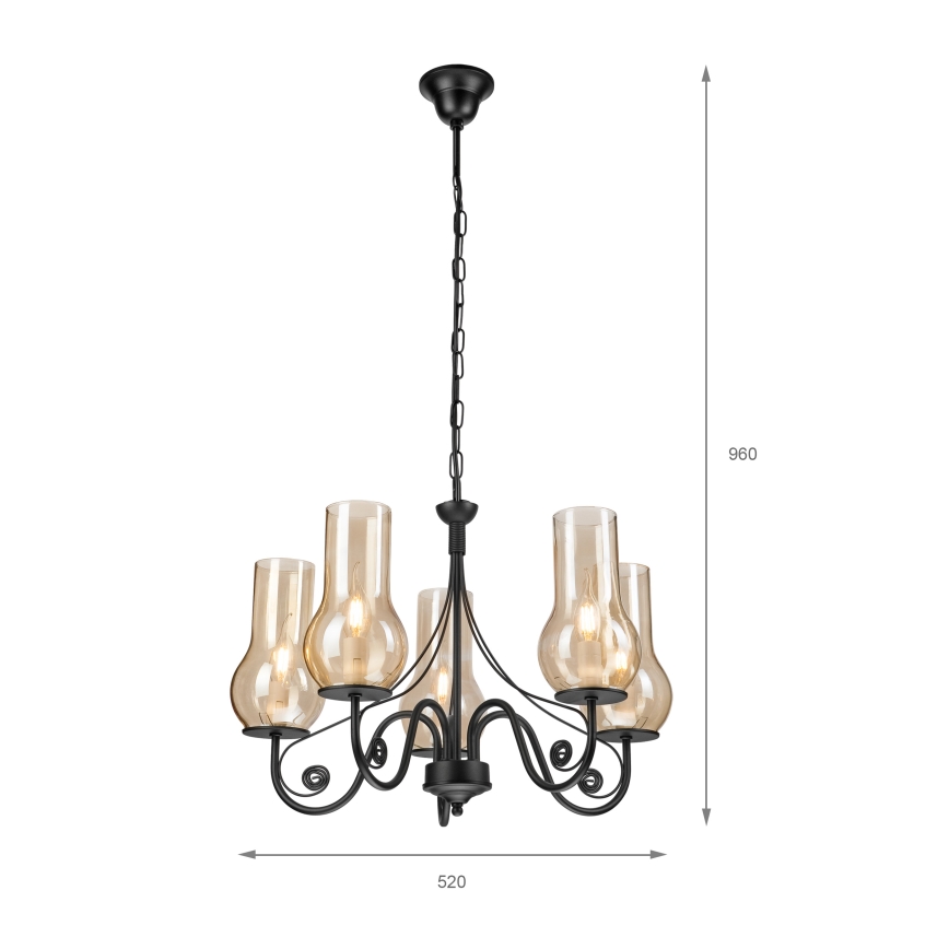 Brilagi - LED Kattokruunu ketjussa COTTAGE 5xE14/40W/230V musta/ruskea