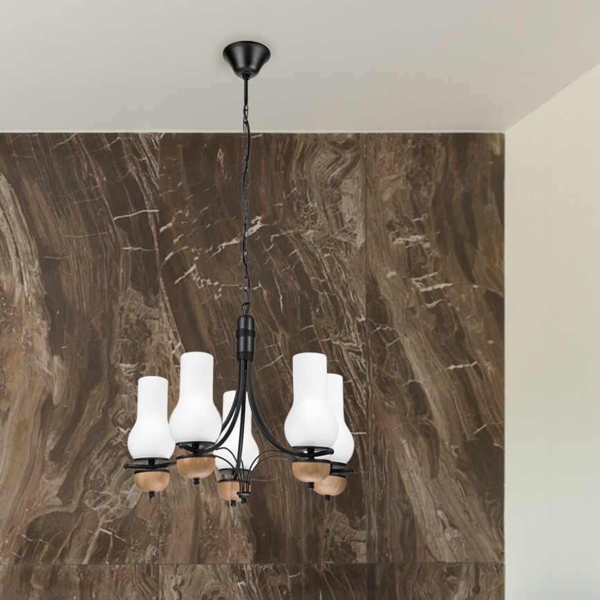 Brilagi - LED Kattokruunu ketjussa COTTAGE 5xE14/40W/230V pyökki/valkoinen