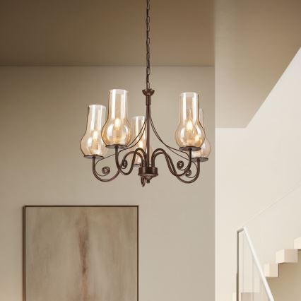 Brilagi - LED Kattokruunu ketjussa COTTAGE 5xE14/40W/230V ruskea