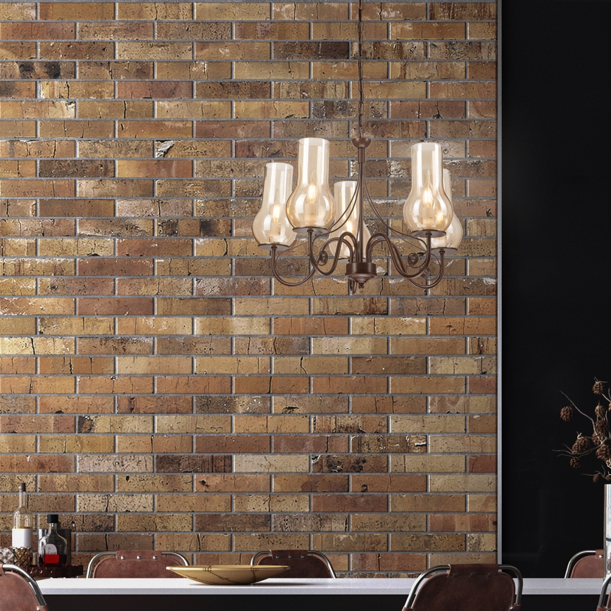 Brilagi - LED Kattokruunu ketjussa COTTAGE 5xE14/40W/230V ruskea