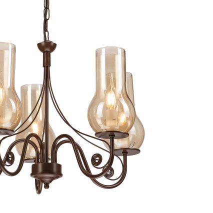 Brilagi - LED Kattokruunu ketjussa COTTAGE 5xE14/40W/230V ruskea