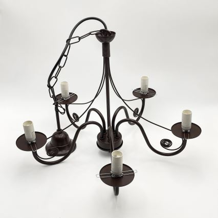 Brilagi - LED Kattokruunu ketjussa COTTAGE 5xE14/40W/230V ruskea