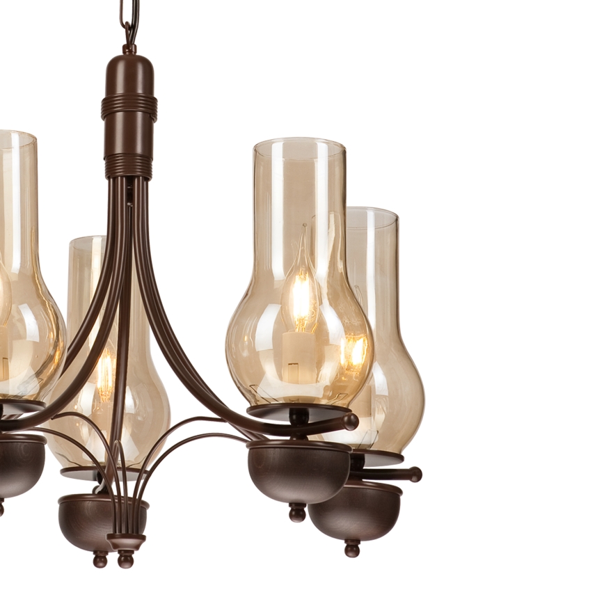 Brilagi - LED Kattokruunu ketjussa COTTAGE 5xE14/40W/230V tammi/ruskea