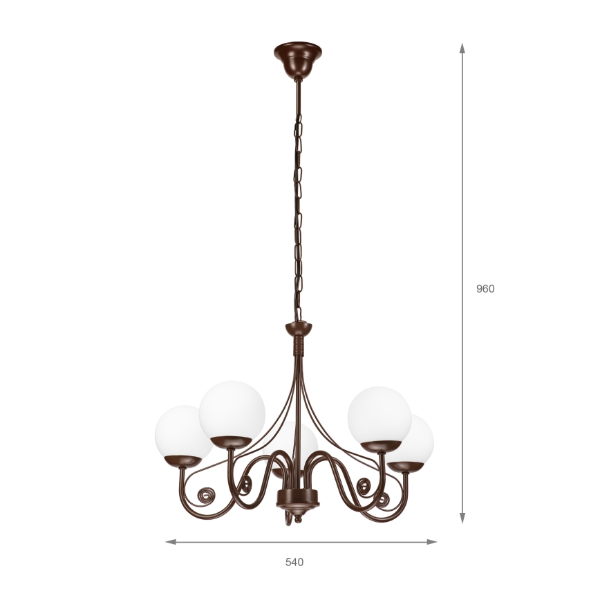 Brilagi - LED Kattokruunu ketjussa COTTAGE 5xG9/40W/230V ruskea/valkoinen