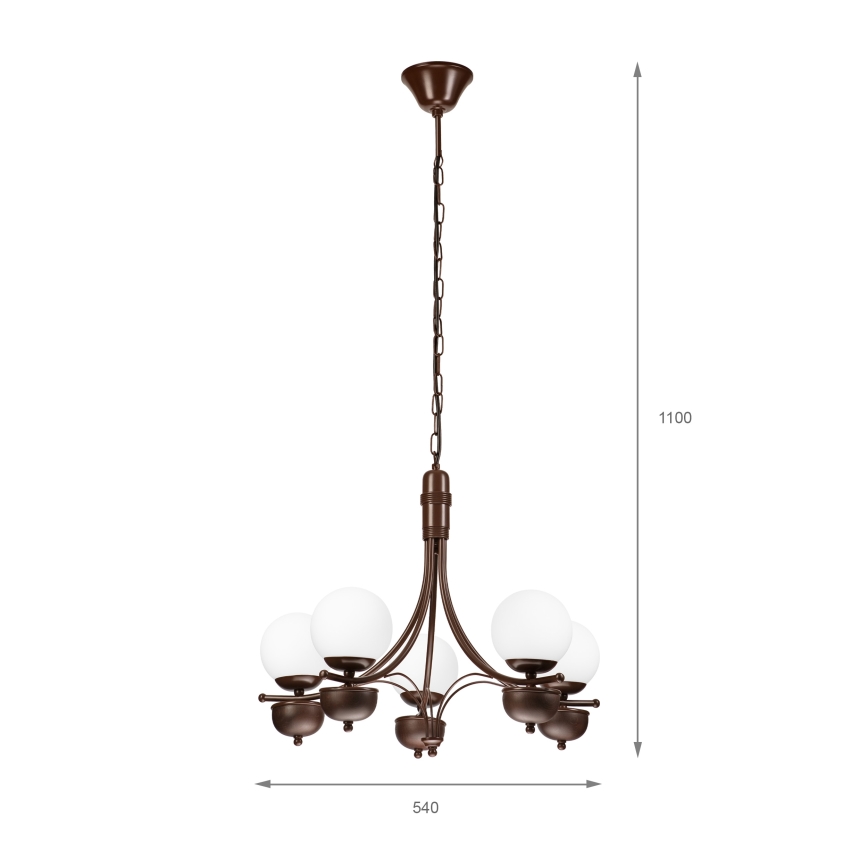 Brilagi - LED Kattokruunu ketjussa COTTAGE 5xG9/40W/230V tammi/valkoinen