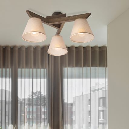 Brilagi - LED Pinta kattovalaisin ANTHONY 3xE14/40W/230V tammi-pähkinä/beige