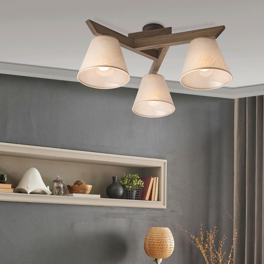 Brilagi - LED Pinta kattovalaisin ANTHONY 3xE14/40W/230V tammi-pähkinä/beige