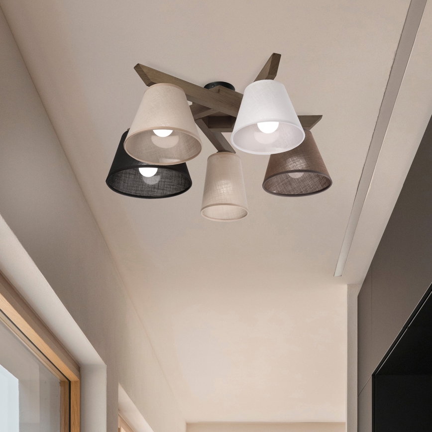 Brilagi - LED Pintakiinnitteinen kattovalaisin ANTHONY 5xE14/40W/230V tammi-pähkinä