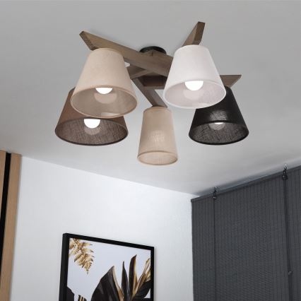 Brilagi - LED Pintakiinnitteinen kattovalaisin ANTHONY 5xE14/40W/230V tammi-pähkinä