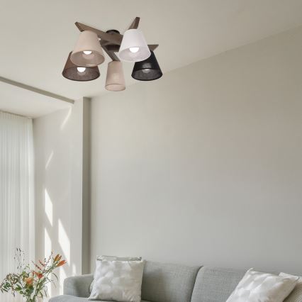 Brilagi - LED Pintakiinnitteinen kattovalaisin ANTHONY 5xE14/40W/230V tammi-pähkinä