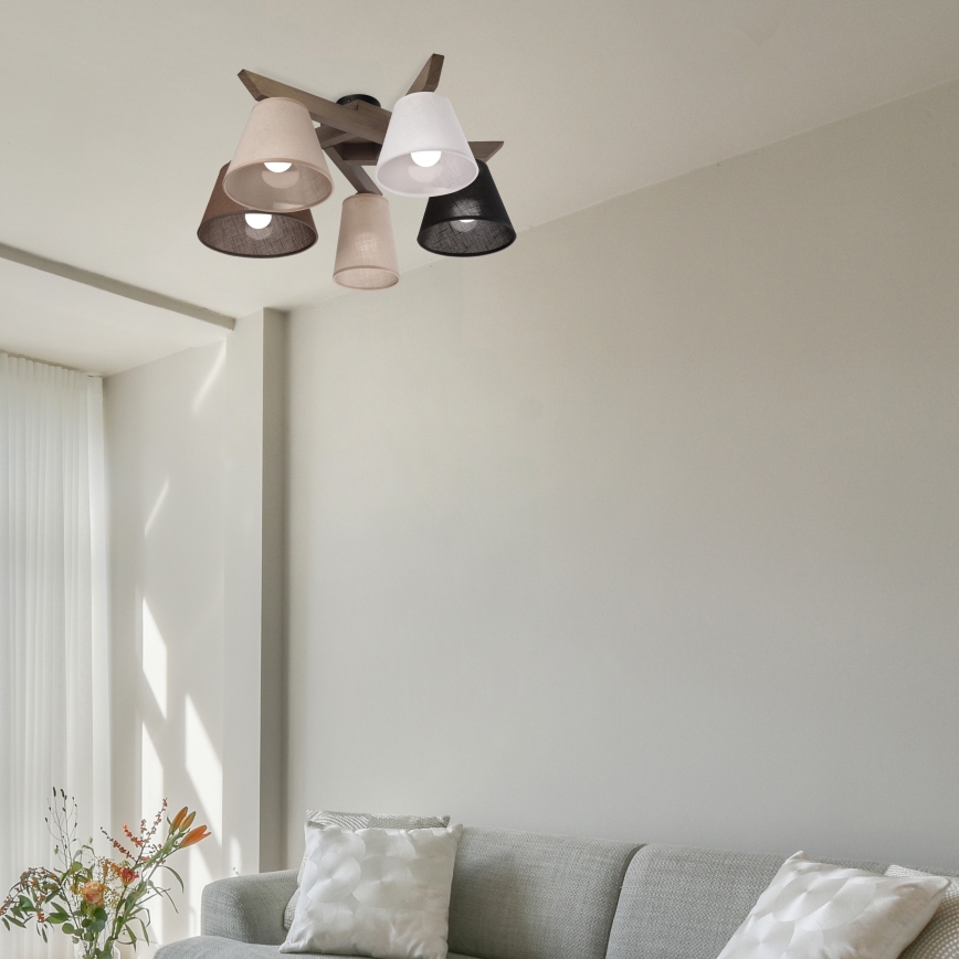 Brilagi - LED Pintakiinnitteinen kattovalaisin ANTHONY 5xE14/40W/230V tammi-pähkinä