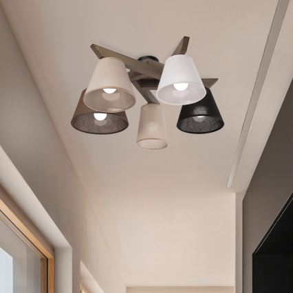 Brilagi - LED Pintakiinnitteinen kattovalaisin ANTHONY 5xE14/40W/230V tammi-pähkinä