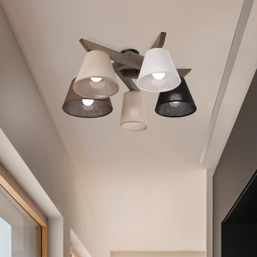 Brilagi - LED Pintakiinnitteinen kattovalaisin ANTHONY 5xE14/40W/230V tammi-pähkinä