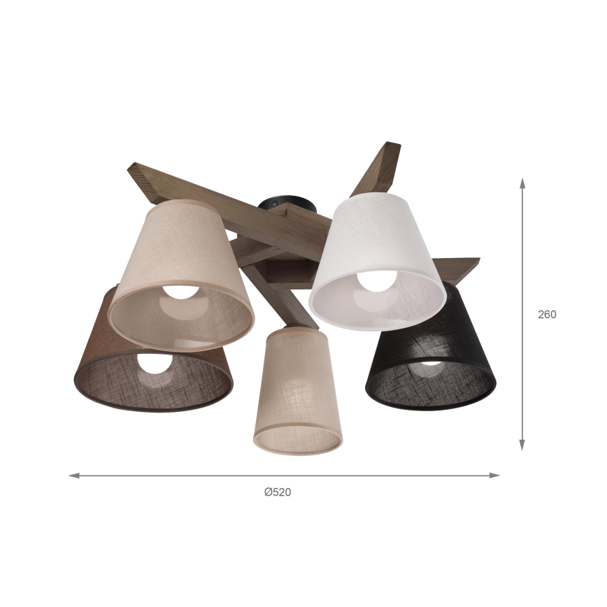 Brilagi - LED Pintakiinnitteinen kattovalaisin ANTHONY 5xE14/40W/230V tammi-pähkinä