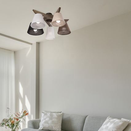 Brilagi - LED Pintakiinnitteinen kattovalaisin ANTHONY 5xE14/40W/230V tammi-pähkinä