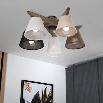 Brilagi - LED Pintakiinnitteinen kattovalaisin ANTHONY 5xE14/40W/230V tammi-pähkinä