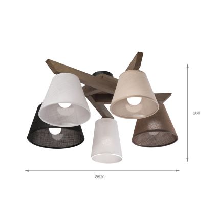Brilagi - LED Pintakiinnitteinen kattovalaisin ANTHONY 5xE14/40W/230V tammi-pähkinä