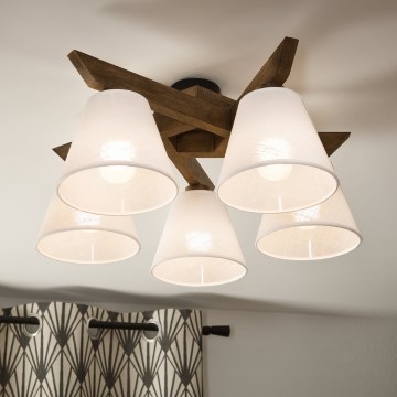 Brilagi - LED Kattovalaisin ANTHONY 5xE14/40W/230V tammi-pähkinä/valkoinen