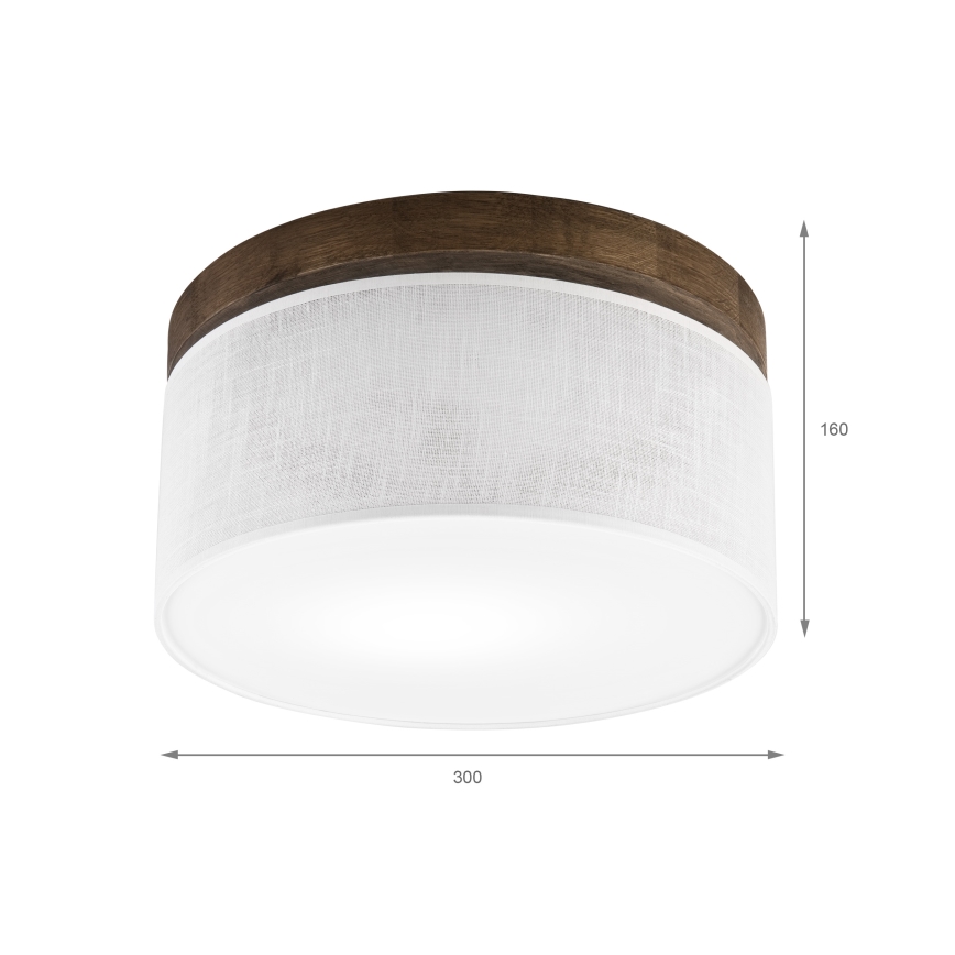 Brilagi - LED-kattovalaisin BELLADONNA 1xE27/15W/230V halkaisija 30 cm valkoinen/tammi-pähkinä
