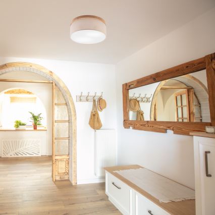 Brilagi - LED Kattovalaisin BELLADONNA 2xE27/15W/230V halkaisija 40 cm beige/tammi