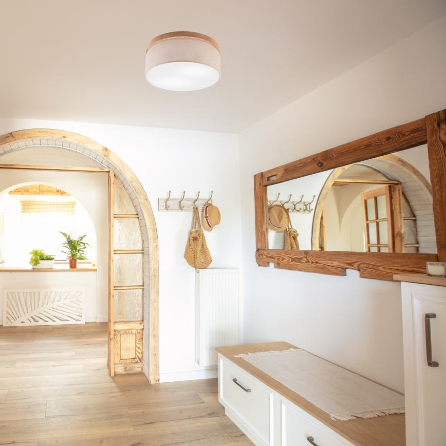 Brilagi - LED Kattovalaisin BELLADONNA 2xE27/15W/230V halkaisija 40 cm beige/tammi