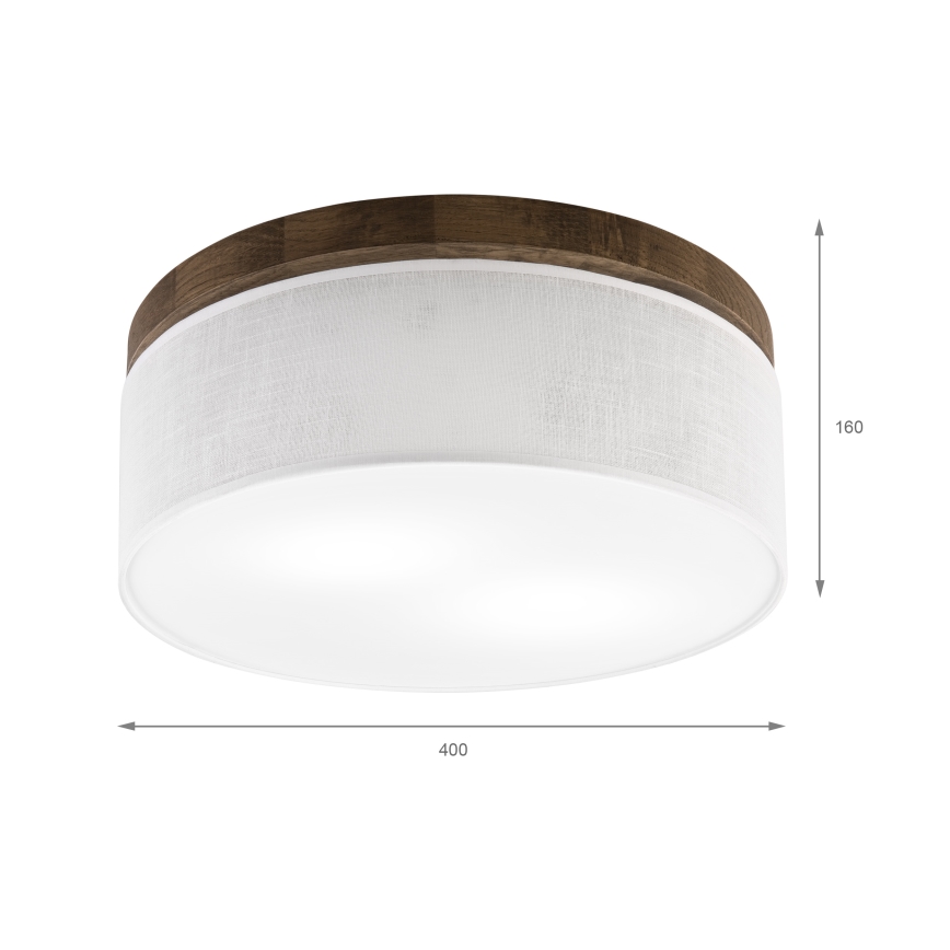 Brilagi - LED Kattovalaisin BELLADONNA 2xE27/15W/230V halkaisija 40 cm valkoinen/tammi-pähkinä