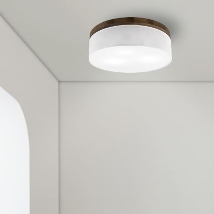 Brilagi - LED-kattovalaisin BELLADONNA 3xE27/15W/230V halkaisija 50 cm valkoinen/tammi-pähkinä