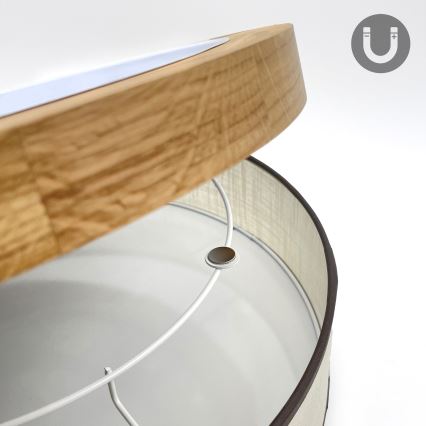 Brilagi - LED-kattovalaisin BELLADONNA LED/36W/230V halkaisija 50 cm kerma/tammi