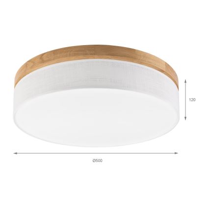 Brilagi - LED-kattovalaisin BELLADONNA LED/36W/230V halkaisija 50 cm valkoinen/tammi