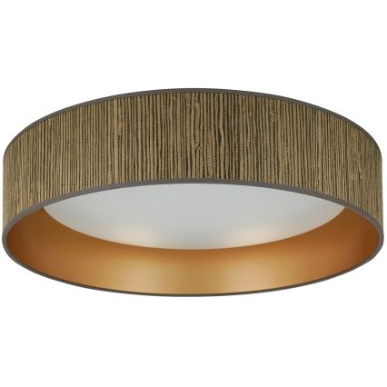 Brilagi - LED-kattovalaisin BOSTON ROLLER LED/24W/230V halkaisija 45 cm olki ruskea/kulta