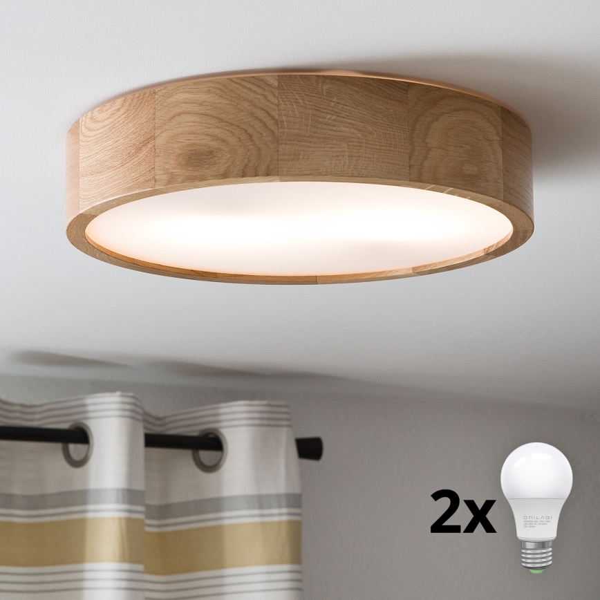 Brilagi - LED-kattovalaisin CARVALHO 2xE27/60W/230V tammi halkaisija 37,5 cm