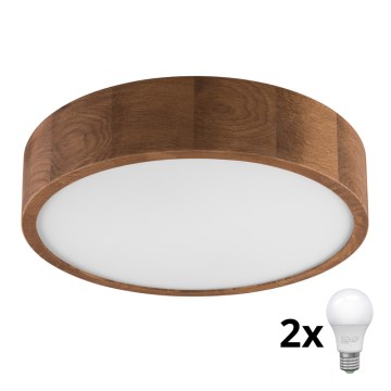 Brilagi - LED-kattovalaisin CARVALHO 2xE27/60W/230V tammi kirsikka halkaisija 37 cm