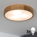 Brilagi - LED-kattovalaisin CARVALHO 3xE27/60W/230V tammi halkaisija 47,5 cm
