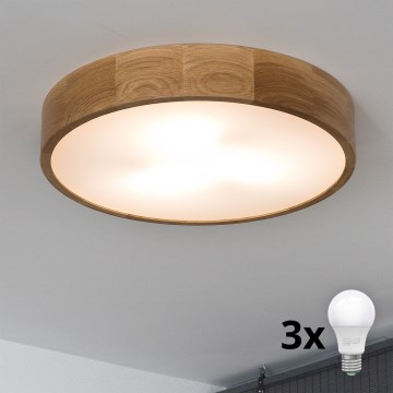 Brilagi - LED-kattovalaisin CARVALHO 3xE27/60W/230V tammi halkaisija 47,5 cm