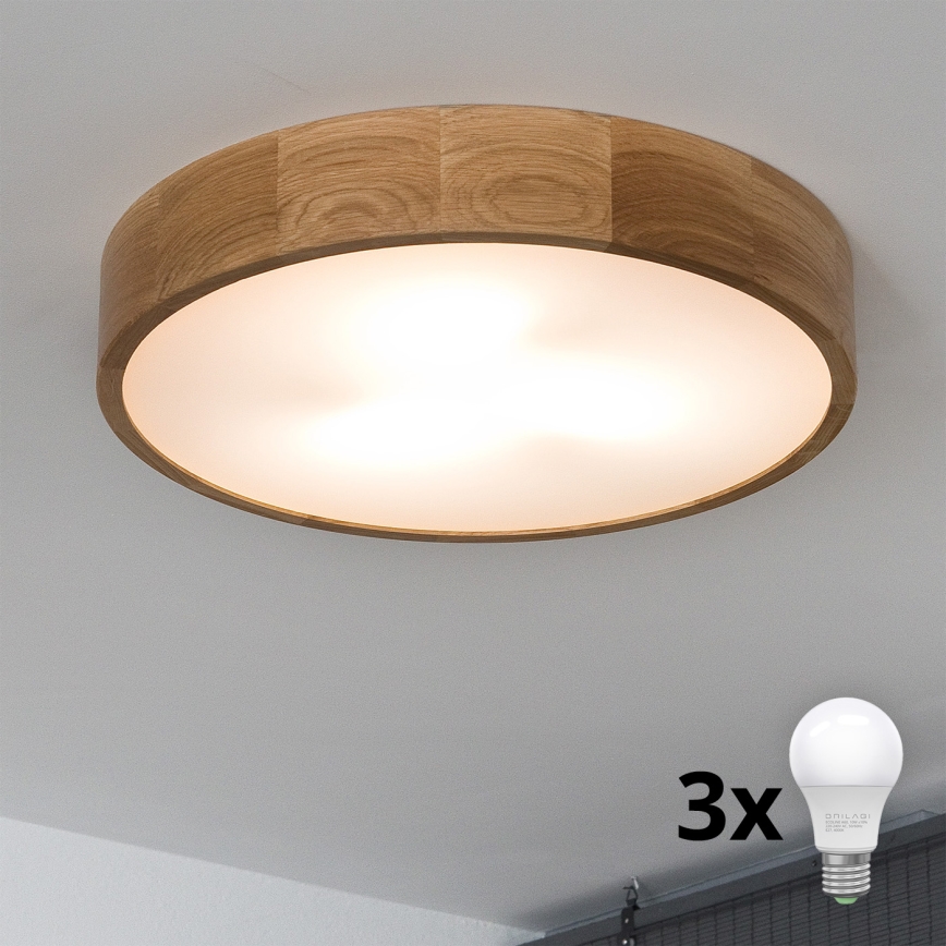 Brilagi - LED-kattovalaisin CARVALHO 3xE27/60W/230V tammi halkaisija 47,5 cm